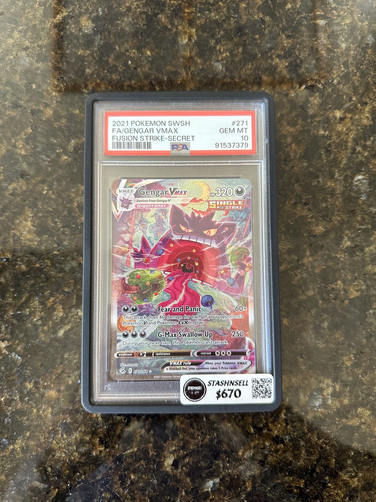 Pokemon Gengar Vmax Alt Art Fusion Strike 2021 #271 PSA 10 Gem Mint