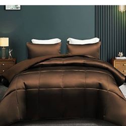 Whale Flotilla 3-Piece Reversible Silky Soft King Size Comforter Bedding Set, Luxurious Satin Comforters Oversized with 2 Satin Pillowcases, Lightweig