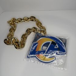 LA Rams Gold Chain Fan Necklace – Oversized Logo Pendant (Brand New)