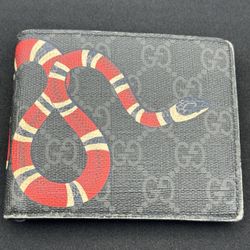 Gucci GG Supreme Black Kingsnake Print Large Wallet Used