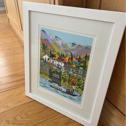Open Edition Signed Hanging Wall Art Coniston Sailing Club by Linda Mellin (Lake District, England)