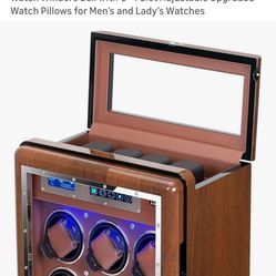 LUKDOF Automatic Watch Winder - Walnut, 6+4 Slots, LED