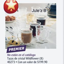 Juego De 8 Tazas De Cristal Para Café, Te O Chocolate Nuevas En Sus Cajas 