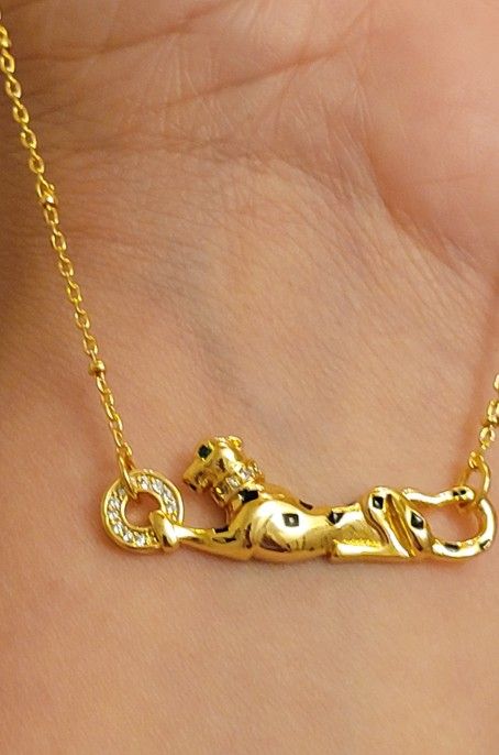 brand new Leopard Punk Gold Plated Set Necklace . bracelets and ring size 8