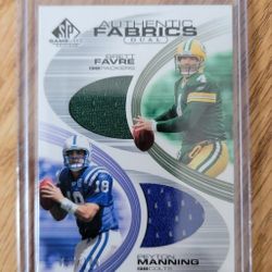 BRETT FARVE PEYTON MANNING 2004 SP GAME USED EDITION DUAL JERSEYS