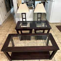 Coffee Table, End Tables, Lamps