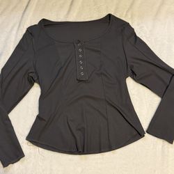 Dark gray long sleeve top
