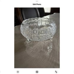 Bohemian Czech Crystal 8" Footed Bowl Hand Cut Queen Lace 24% Lead Glass