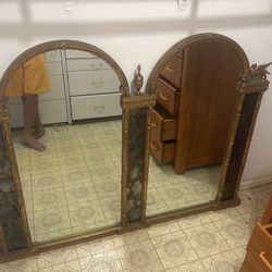 Double Mirror Trumeau Antique 19th Century Style Bargain! 