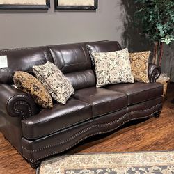 📌Milford Exposed Wood Feet With Espresso Sofa Homelegance