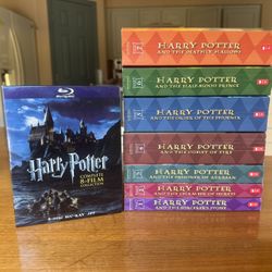 Full Harry Potter Book Set and Complete 8-Film Blue Ray Set