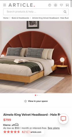 Article Almelo King Velvet Headboard Hale Rust