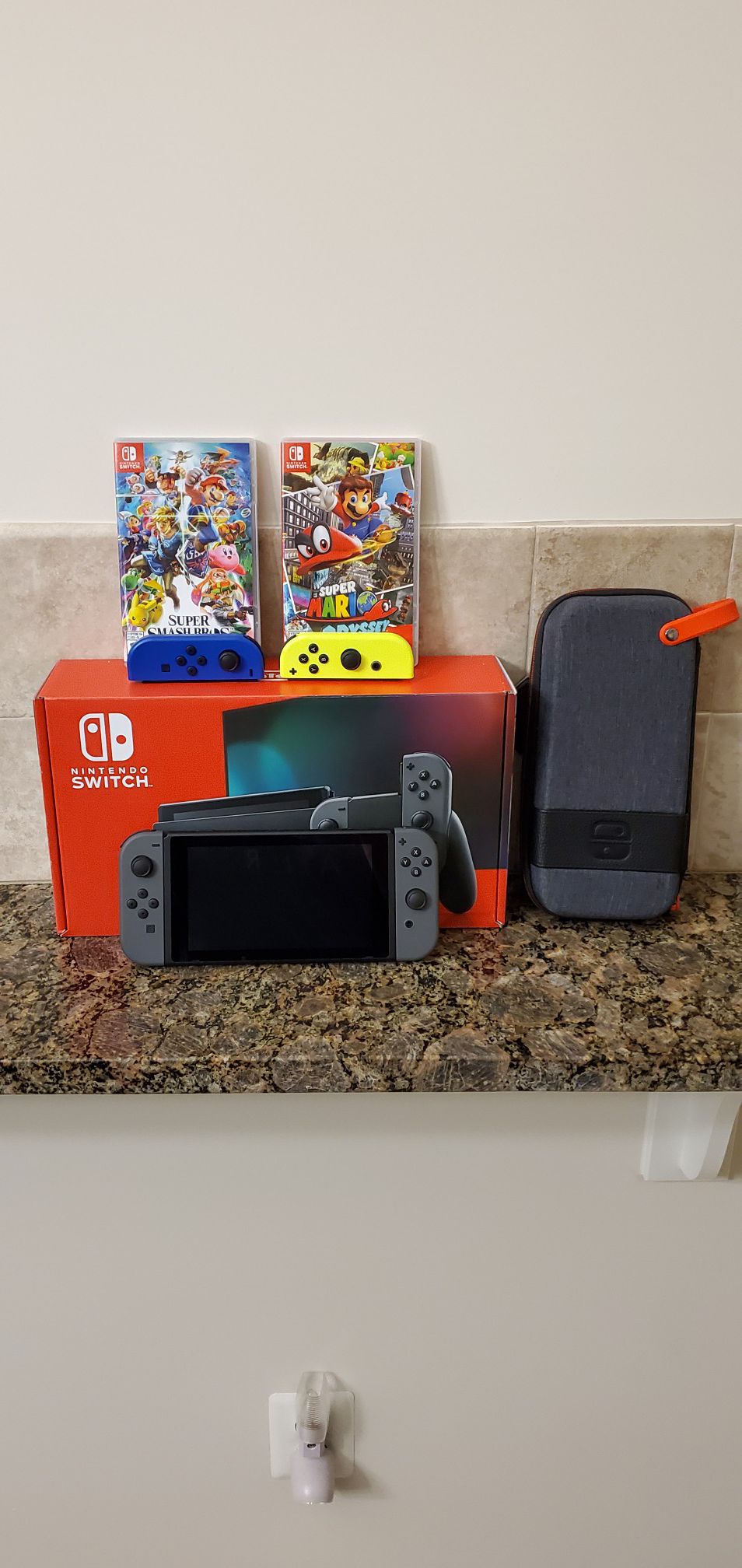 Nintendo switch with 2 games and extra joycons