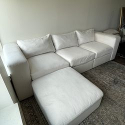 Cream Sectional Couch With Ottoman
