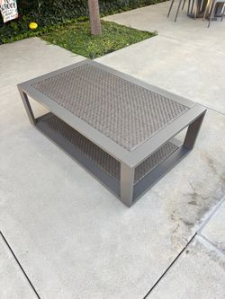 Outdoor Coffee Table with Wicker Top