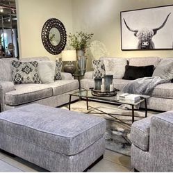 Mercado Pewter Living Room Set (SOFA and LOVESEAT