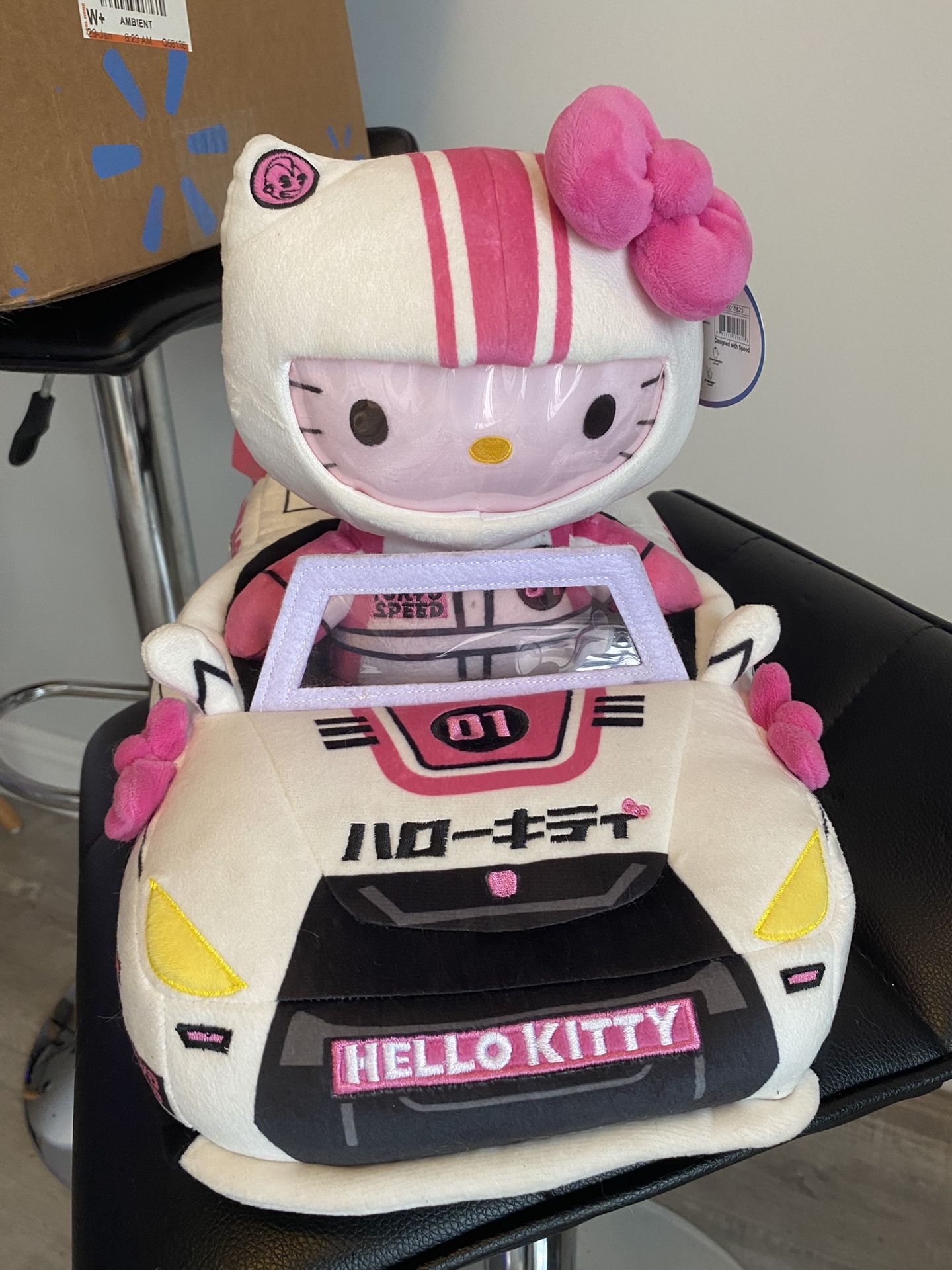 Hello Kitty Plush & Tokyo Race Car Kidrobot x Sanrio Pink Plushy 15" w/tags