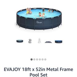 EVAJOY 18ft x 52in Metal Frame Pool Set