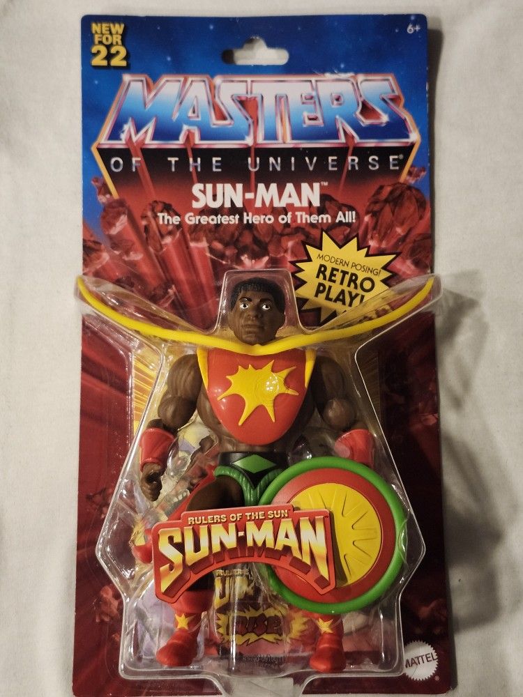MASTERS OF THE UNIVERSE . RETRO PLAY SUN MAN 5 1/2" ACTION FIGURE. 