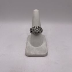 Gold Diamond Cluster Engagement Ring 