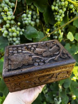 vintage hand-carved wooden box