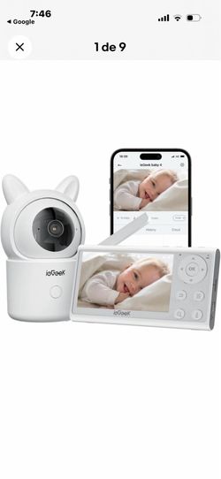 ieGeek Baby Monitor with 5-inch HD screen, 2K camera and night vision, dual-mode (WiFi/non-WiFi), PTZ, cry/motion detection, two-way audio, temperatur