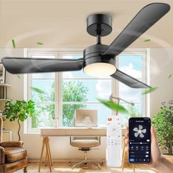 “New”36” Ceiling Fan W/light&remote App,6 Speed(Black)
