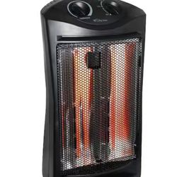 living zone 1500-Watt Black Electric Tower Quartz Infrared Space Heater with Thermostat