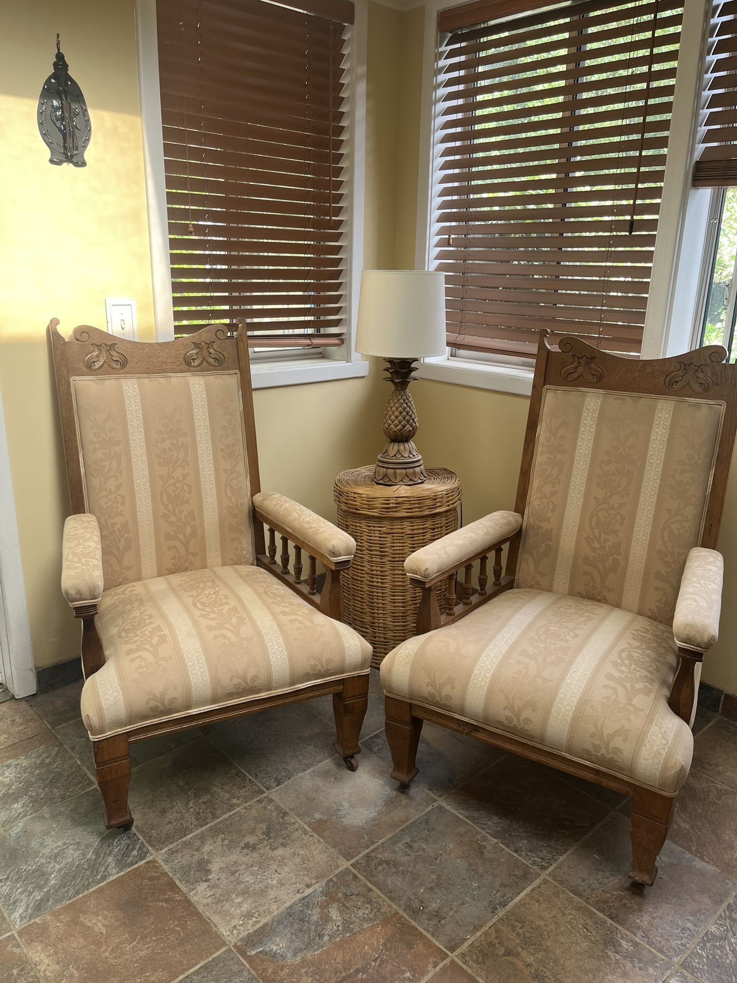Pair of Vintage Gold Oak Chairs