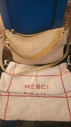 Clare V. Moyen Messenger Cream Woven Leather hand bag
