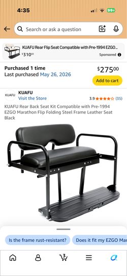 EZGO golf cart back seat NEW