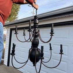 Large Black Farmhouse Chandelier – Multi-Light Fixture