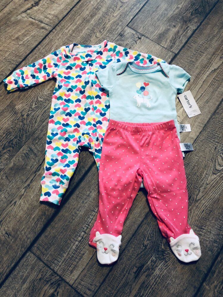 3-Piece set heart onesies