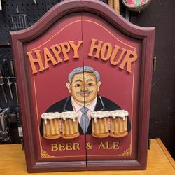 Vintage Dart Board Very Heavy Can Be Attached To Wall 26” H 20” W 4” D Ex Cond Dart Board Has Been Updated