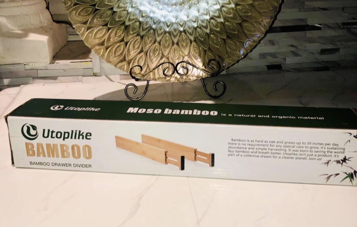 4 pcs Kitchen Bamboo Drawer Dividers Adjustable-NEW-