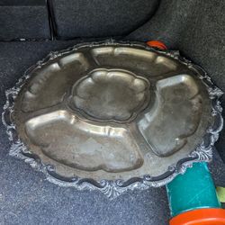 Silver Soldered Stud Plated Lazy Susan Serving Platter 20"