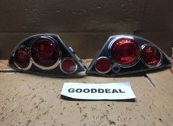 OT89 Fit 00-02 Mitsubishi Eclipse Black Housing Tail Lights 