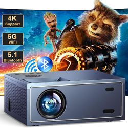 4K Support Projector with Wifi and Bluetooth