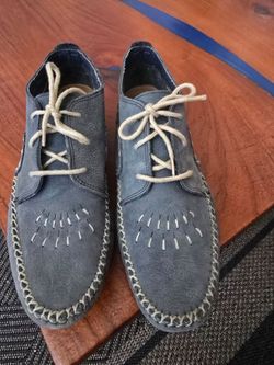 Minnetonka Suede Lace Up Blue Leather Moccasin Ankle Boot 54293 Size 11W genuine leather upper balance man made materials
