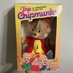 NEW Vintage NIB 1983 Alvin and the Chipmunks Plush Dressable Toy Plush Ideal Chipmunk Stuffed Animal
