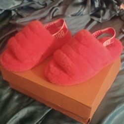 New In Box UGG Fluff Yeah SLIDE Pink Rose Slipper Shoes Men's SZ 5