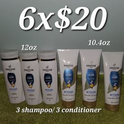 3 Shampoo And 3 Conditioner Classic Clean Pantene 