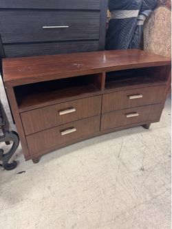 Curved TV Wood Console w/ 2 Curved Night Stands