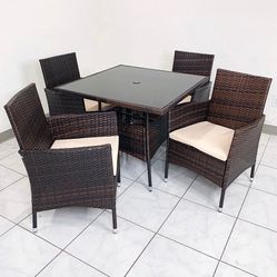 (New in Box) $250 (5pcs) Wicker Dining Set Patio, Outdoor Rattan Furniture