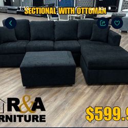 Black Couch With Ottoman