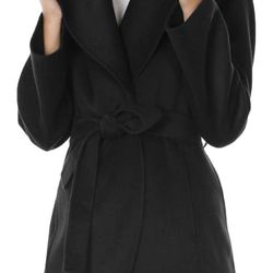 T Tahari Double Face Wool Blend With Oversized Collar Coat Black Size -X,S
