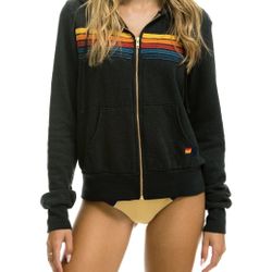 5 STRIPE HOODIE - CHARCOAL 