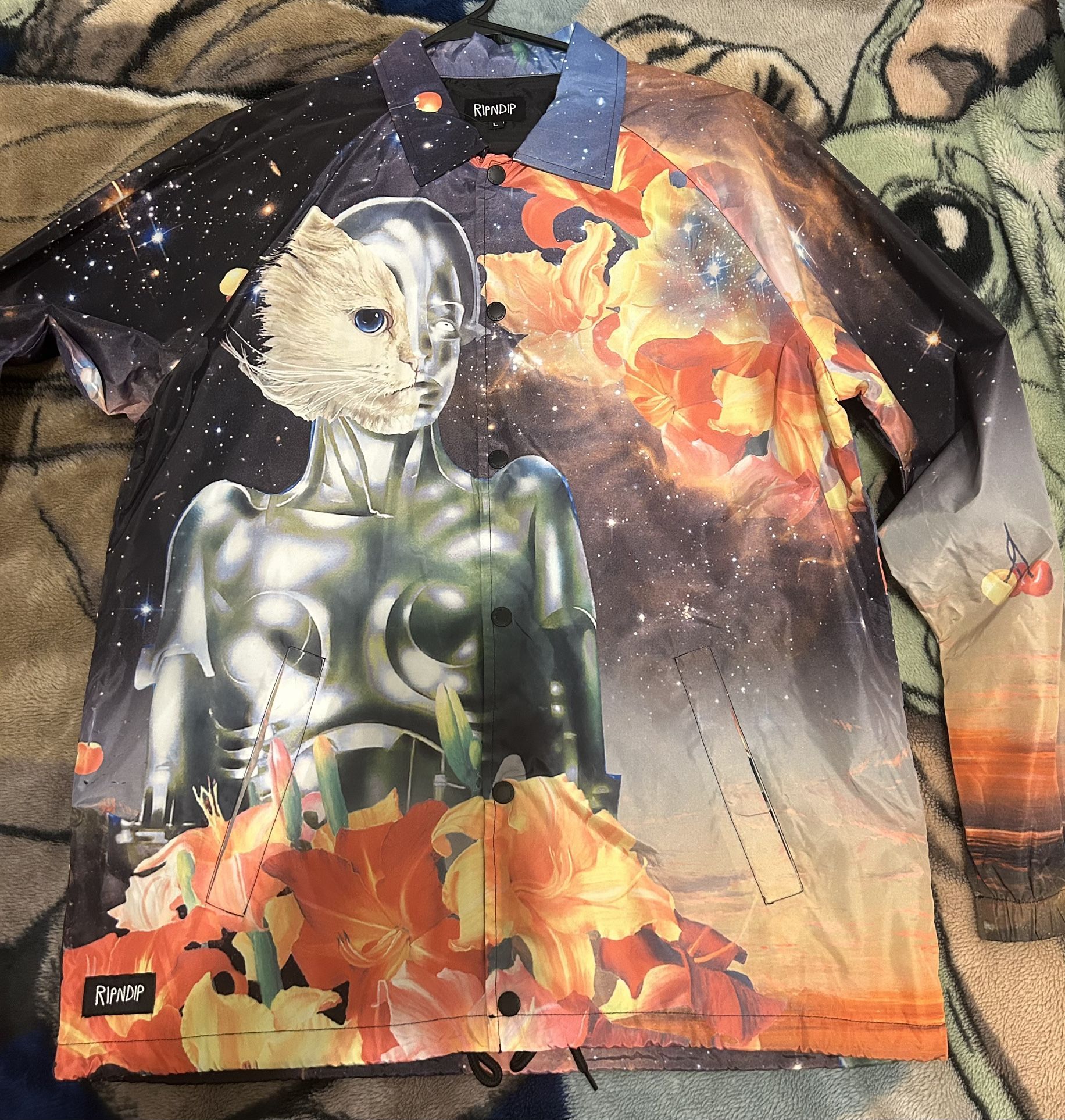 RipNdip Galaxy Space Cat Windbreaker
