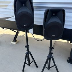 Gemini ES-210MXBLU Portable Speakers w/ Stands & Microphone