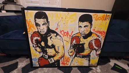 Legends of the Ring: Muhammad Ali & Mike Tyson Graffiti Wall Art (38" x 30")